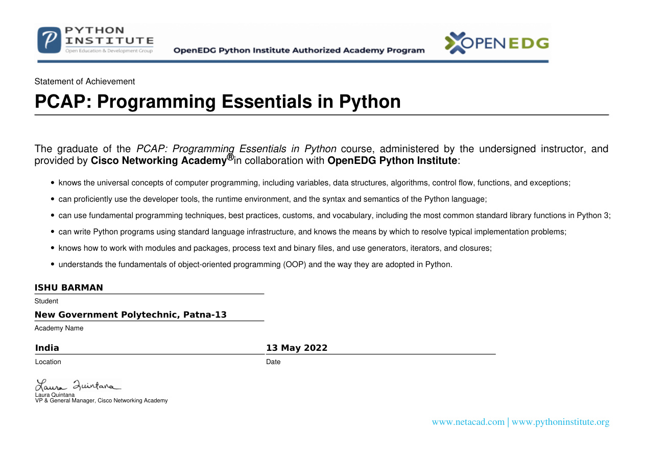 PCAP Programming Essentials in Python
